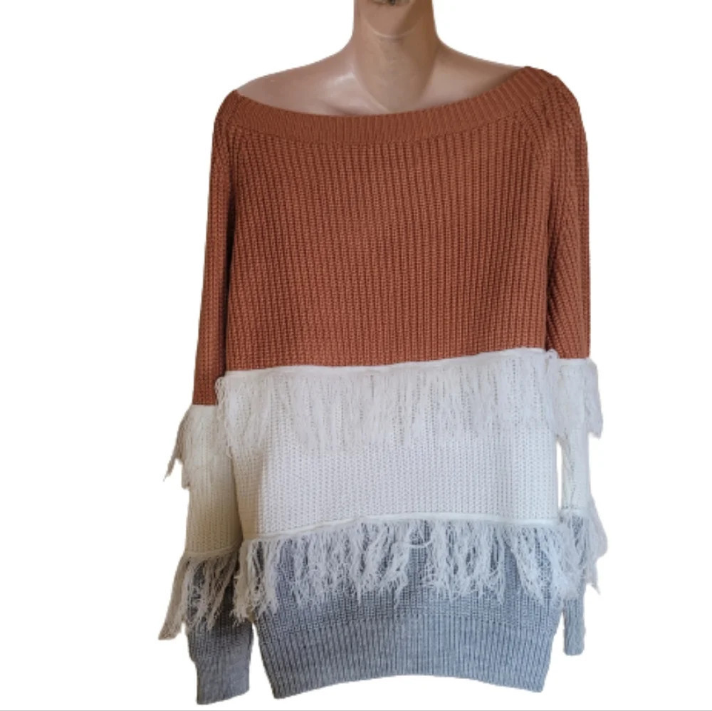 Mazik Colorblock on Tassels Sweater Size Women's Small NEW with Tag - Picture 3 of 9